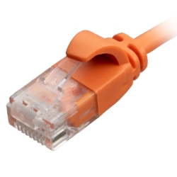 Picture of Cat6 Orange RJ45 U/UTP LSOH 30AWG Slim Snagless Booted Patch Leads