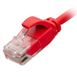 Picture of Cat6 Red RJ45 U/UTP LSOH 30AWG Slim Snagless Booted Patch Leads